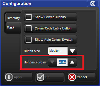 Screenshot fragment, showing the buttons across option.