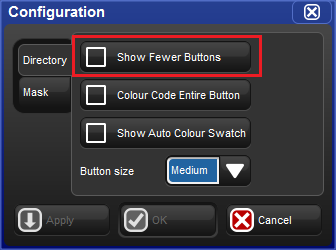 Screenshot fragment, showing the show fewer buttons option.