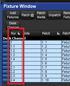 Screenshot fragment of fixture window showing fixtures with dotted user
            numbers