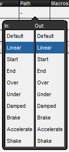 The list of paths displayed when editing in a cuelist window