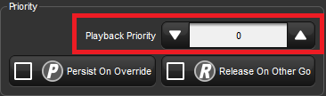 Screenshot fragment of Playback Priority cell of Playback Options Cuelist window.