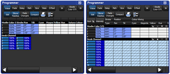 A composite screenshot, showing a Spreadsheet in Compact Mode and not in compact
              mode