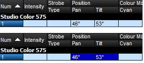 Annotated screenshot fragment, showing parameters before and after Touching