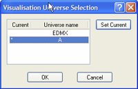 Configuring WYSIWYG CE - the Visualization Universe
									Selection window