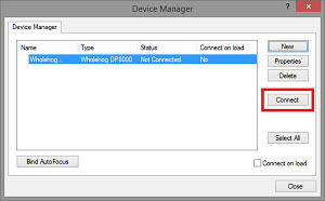 Configuring WYSIWYG, step 6 - Connect