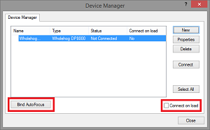 Configuring WYSIWYG, step 7 - "Connect on Load" and "AutoFocus"
								Options