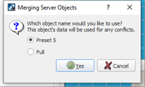 Merge Server Objects Dialog