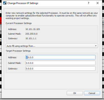 Change Processor IP Settings