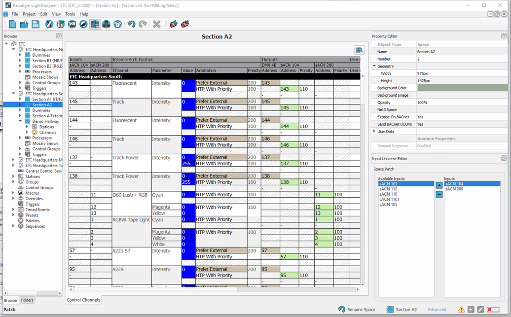 Control Channels Patch View