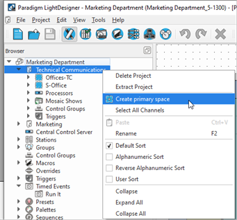 Create Primary Space Context Menu