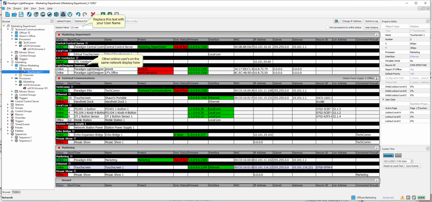 Network View Sessions in Device List