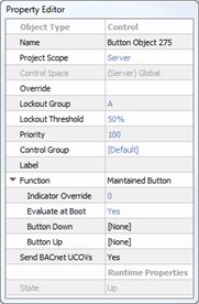 Property Editor, BACnet IO, Binary Input Settings