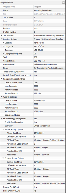 Server Project Properties