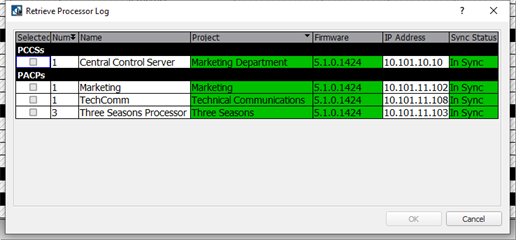 Retrieve Processor Log