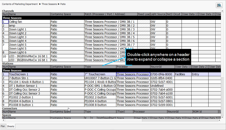 Collapse Station Data in Sheets View