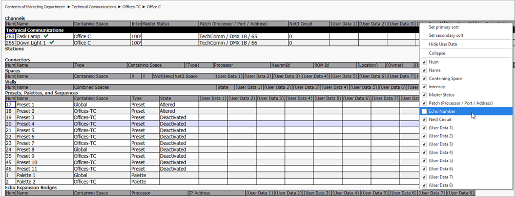 Sheets View, Show/Hide Column Data