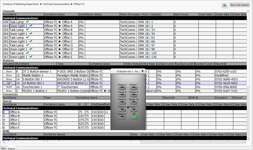 Station Simulation in Sheets View