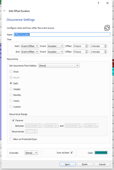 Timed Events Edit All Occurrence Settings