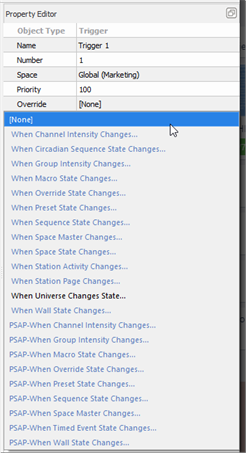 Trigger Property Editor, Functions listing