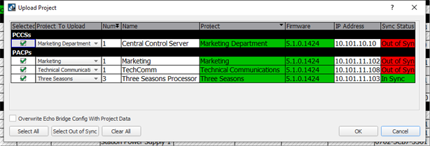 Network View, Upload Project