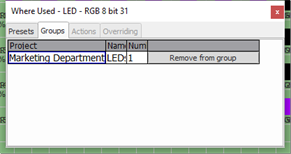 Where Used, Groups Remove